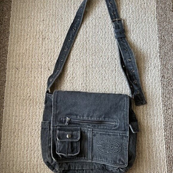 Urban Outfitters BDG Denim Messenger Crossbody Bag - Black - Picture 2 of 8